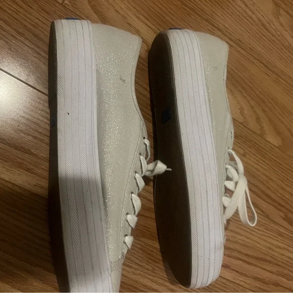 Keds White Sparkling Sneakers Women's Size 9 - Picture 6 of 6